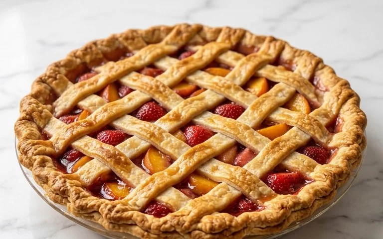 Honey Strawberry Peach Pie.