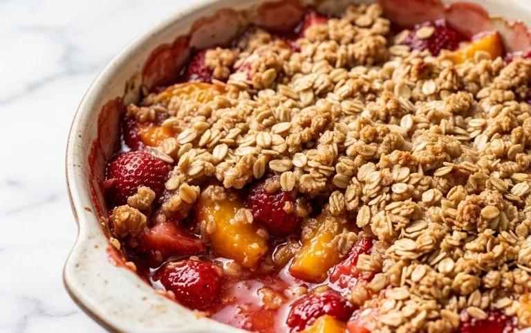 Strawberry Peach Crisp Recipe- Easy Summer Dessert